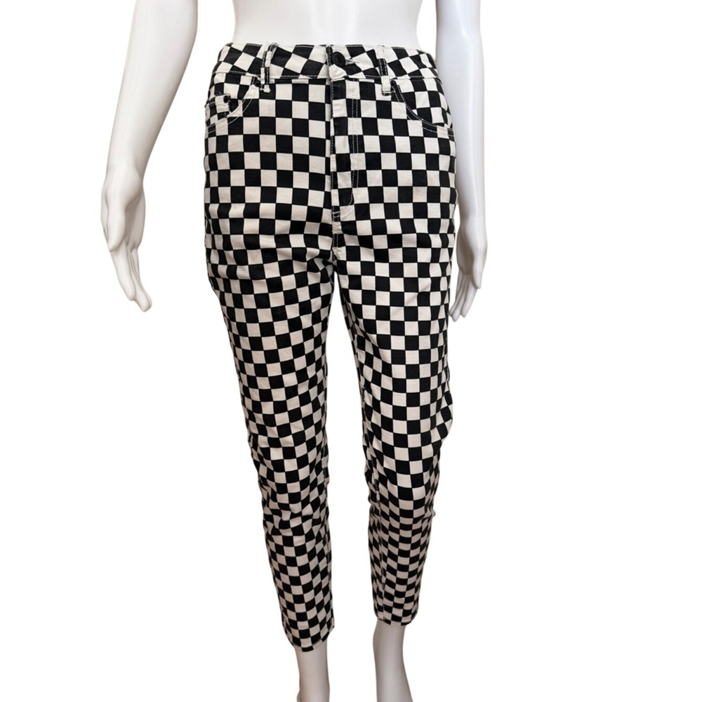 Forever 21 Black White Checkered High Waist Skinny Jeans Size 28